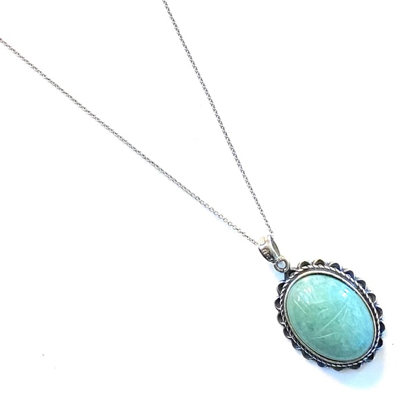 Sterling Silver Green Gemstone Necklace - Picture 6 of 9